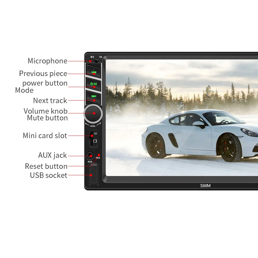 7-дюймовый автомобильный Многофункциональный автомобиль видео плеер Bluetooth HD Экран FM радио AUX USB Аудио Видео MP5 плеер зеркальное изображение автоматическим циклом