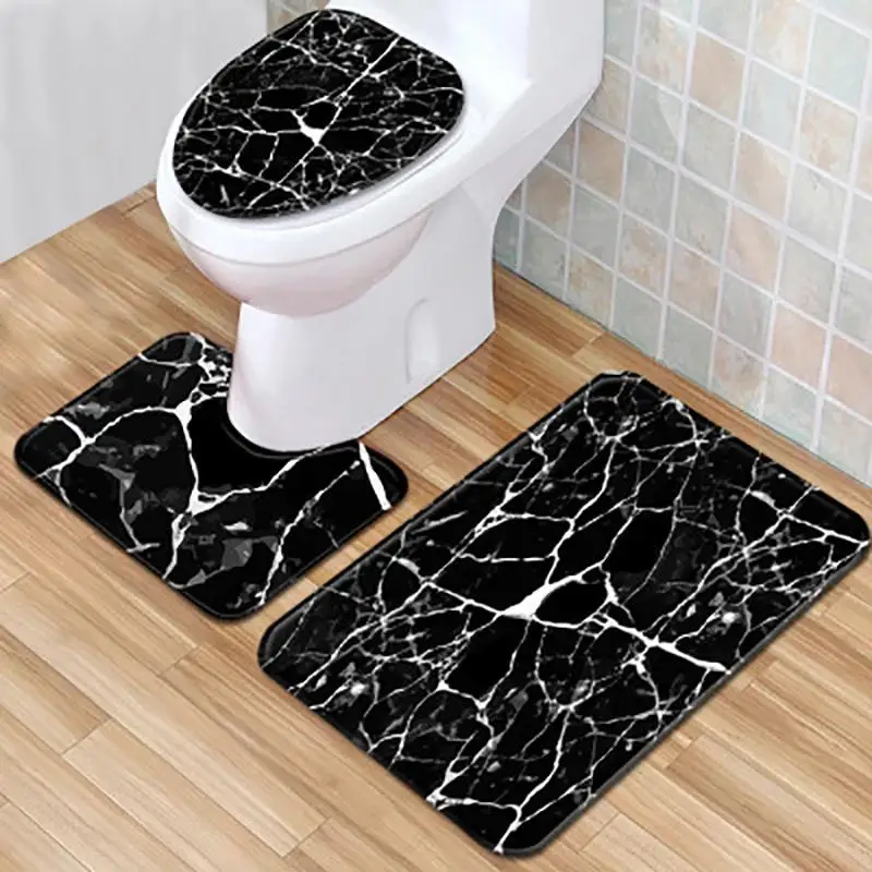 

3Pcs Bathroom Anti-slip Mat Set Toilet Carpet Flannel Non-slip Shower Carpet Set Household Toilet Lid Shower Carpet Floor Mat