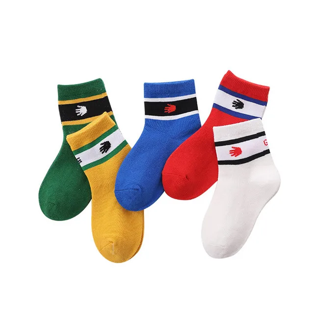 5 пар/лот, новые детские хлопковые носки на осень и зиму, модные спортивные носки в полоску с рисунком для маленьких мальчиков и девочек, подарки для детей, CN - Цвет: A1029