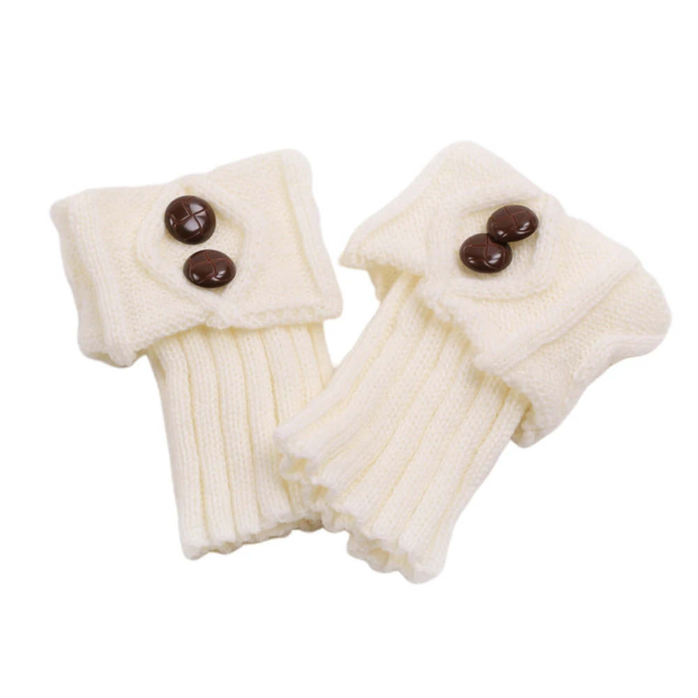 1Pair Covers Crochet Knitting Short Protective Adult Winter Leg Warmer Ankle Cuffs Boot With Button Footless Knee Fashion
