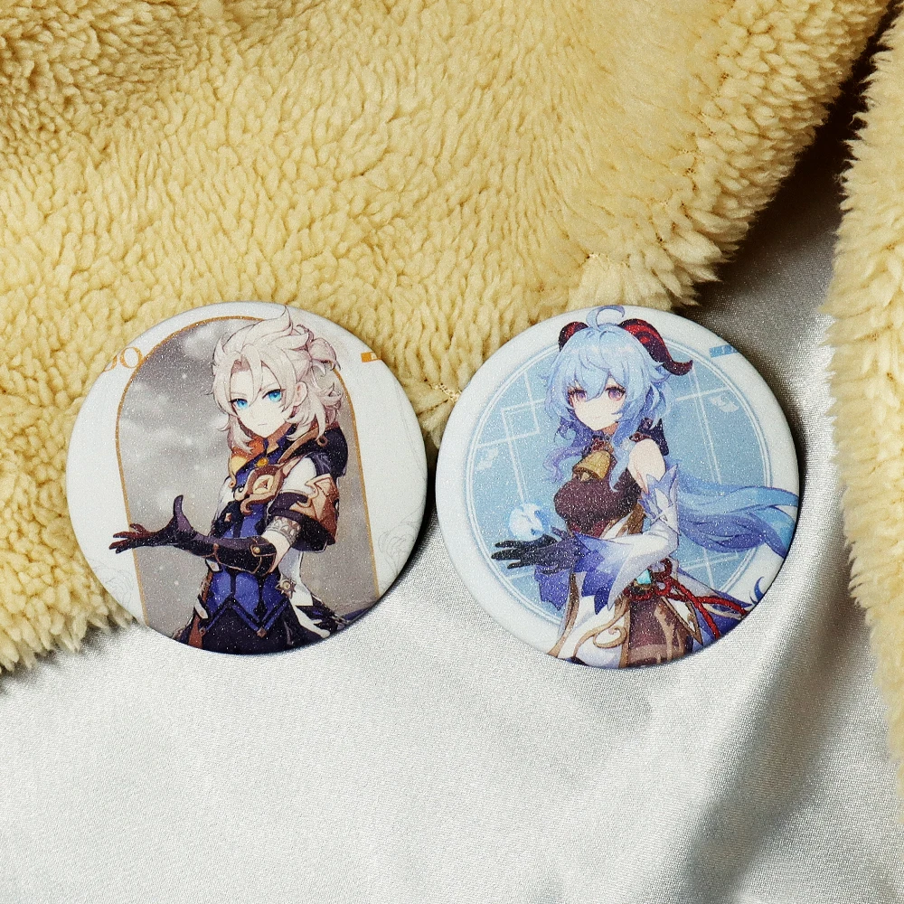 

Anime Genshin Impact Hu Tao Ganyu Albedo Badge Cosplay Zhongli Tartaglia Keqing Brooch Pin Cartoon Model Fans Gift