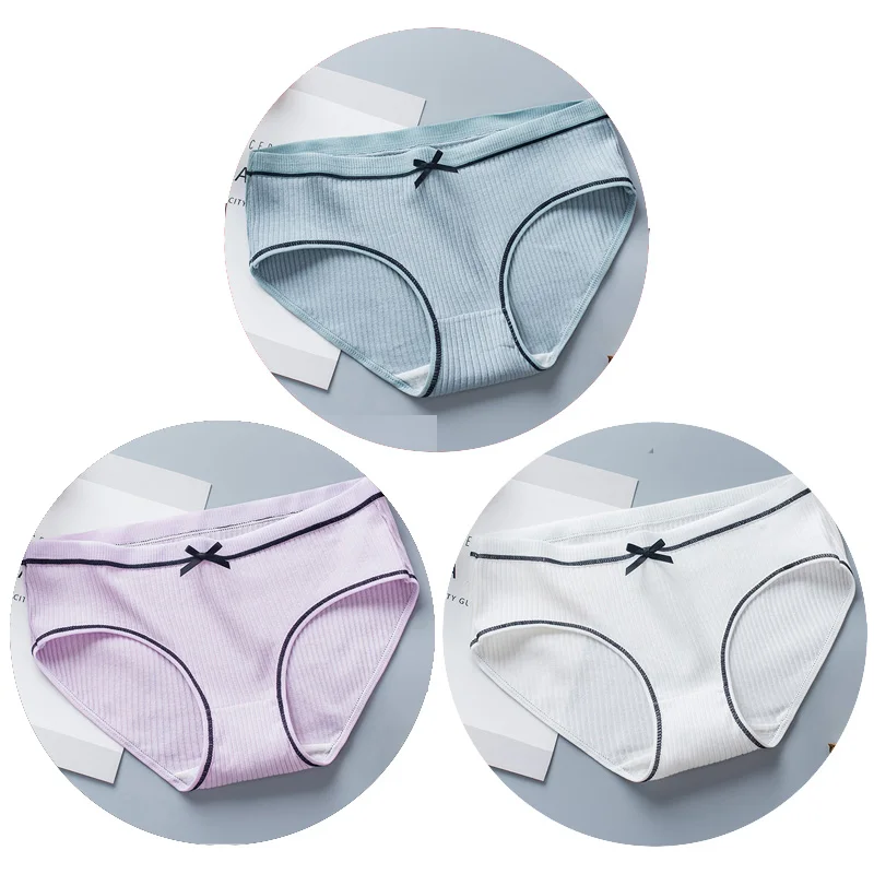 Image color TERMEZY 3pcs Women Plus Size Cotton Panties Sexy Seamless Cute Bow Briefs Soft Comfort Lingerie Female Breathable Underwear - Цвет: Image color