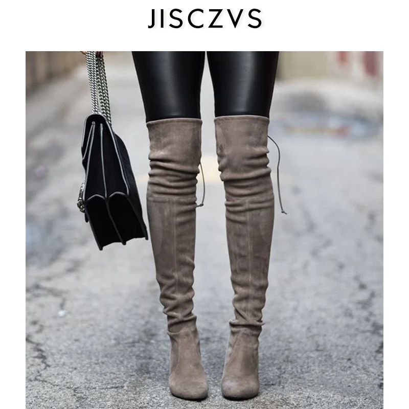 

2019 New Faux Suede Slim Boots Sexy Over The Knee High Women Fashion Winter Thigh High Boots Shoes Woman Fashion Botas Mujer 43