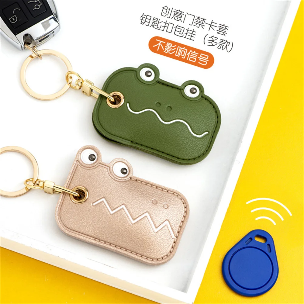 Card Holder Leather Key Ring Personality Access Control Card Cover Case Key Chain Access Card Bag Pendant Cartoon Keychains Keyfob