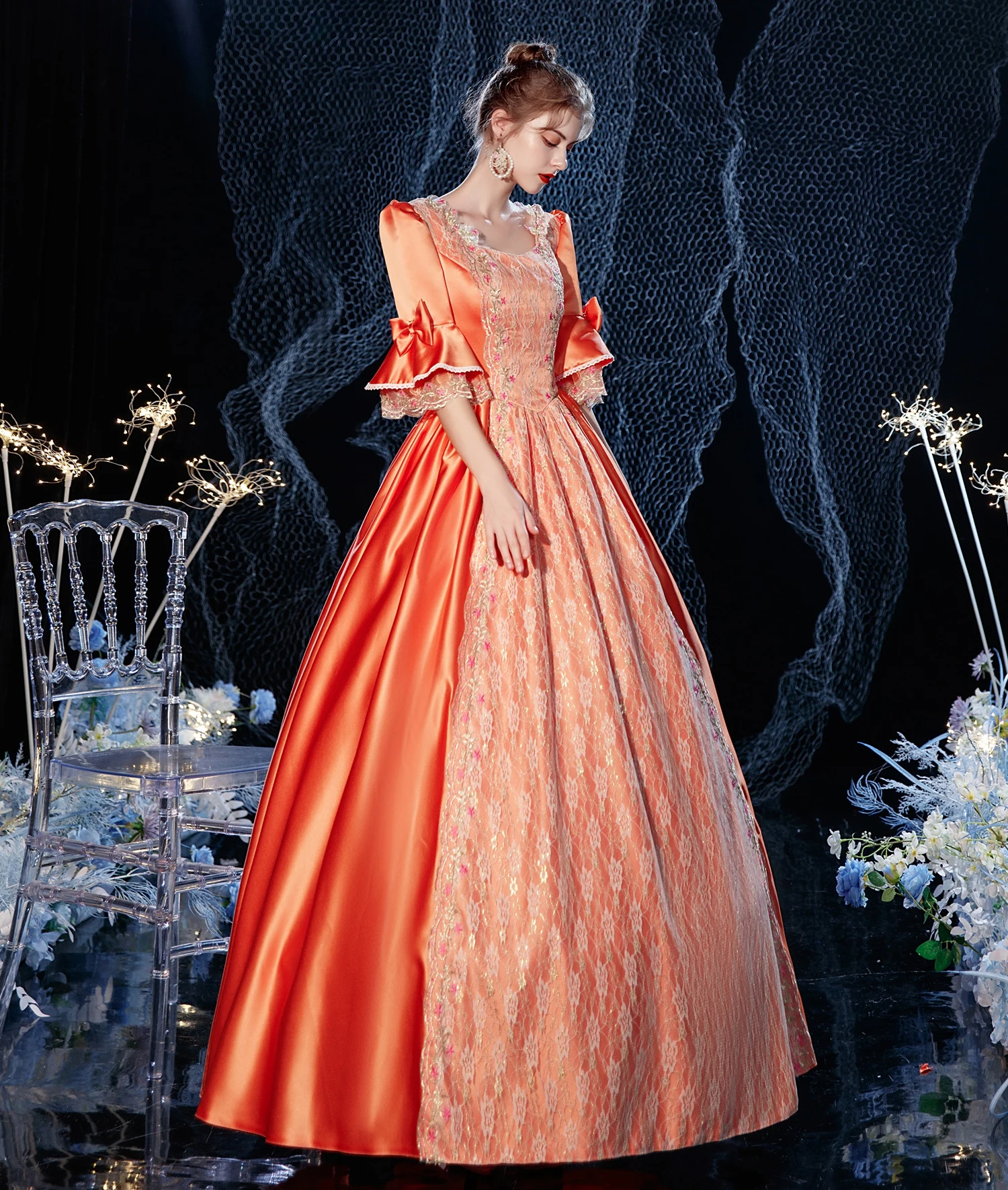 18th Royal Orange Victorian Retro Baroque Clothing Renaissance Vintage  Inspired Rococo Marie Antoinette Costume Prom Dress| | - AliExpress