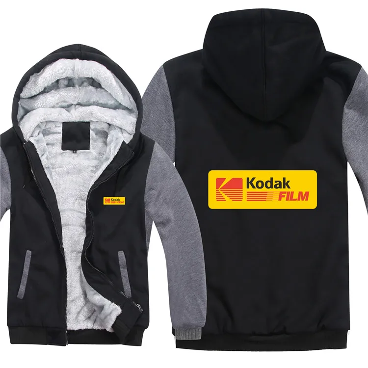 Зимние толстовки Kodak, мужское модное пальто, шерстяная куртка с подкладкой, утепленные толстовки Kodak, худи, HS-069 - Цвет: as picture