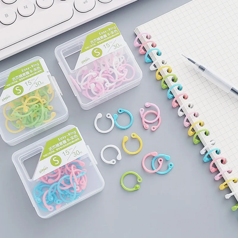 30 unids/set creativo plástico Multi-función anillo círculo DIY álbumes Loose-Leaf libro aros de carpetas Oficina suministros de encuadernación
