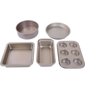 

5pcs Six Cups Non Stick Wedding Party Bakeware DIY Moulds Easy Clean Pizza Home Kitchen Carbon Steel Cake Baking Tool Set