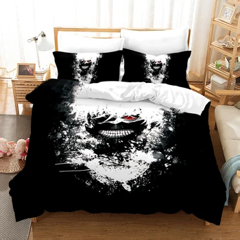 

3D Printed Anime Tokyo Ghoul Pattern Comforter Cover with Pillow Cover Bedding Set Ropa De Cama Housse De Couette Bedroom Decor