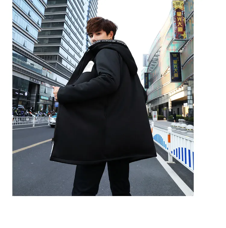 New Style Men Autumn And Winter plus Velvet Warm Cotton-padded Clothes Korean-style Slim Fit Trend Handsome Mid-length King