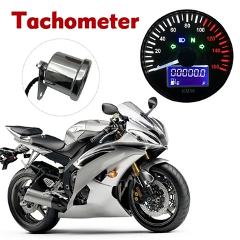 

12V Motorcycle Speedometer LED Digital Tachometer with Fuel meter Indicator M4YB