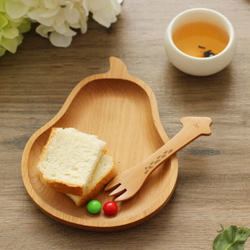 Мультяшные деревянные лотки для хранения тарелки для сладости фруктовый Кухня Органайзер посуда