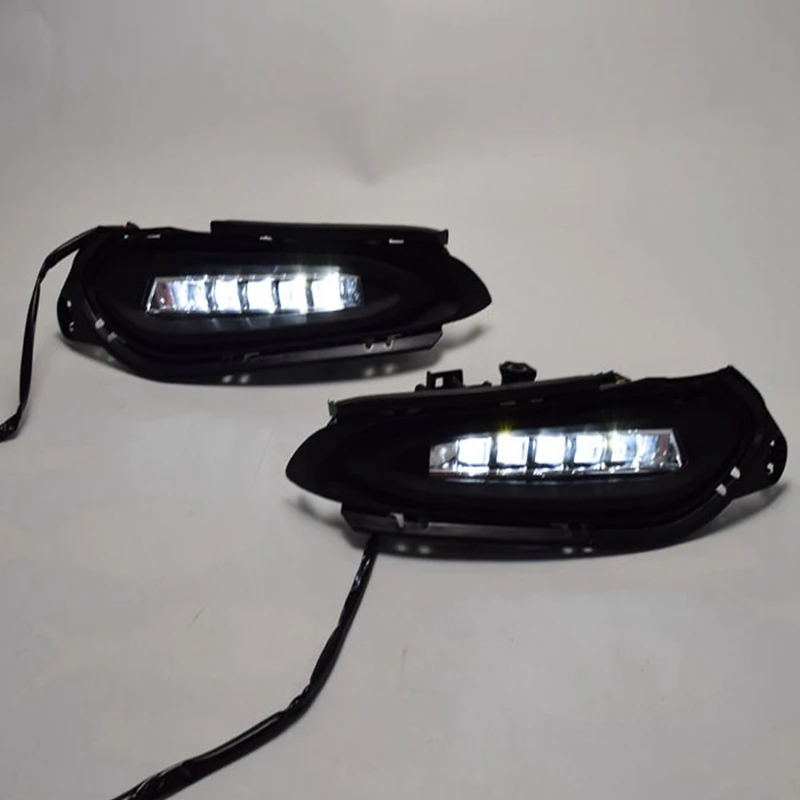 Автомобильный DRL 12 В светодиодный автомобильный дневной ходовой светильник, противотуманная фара с динамическим поворотным сигналом для Honda HRV HR-V