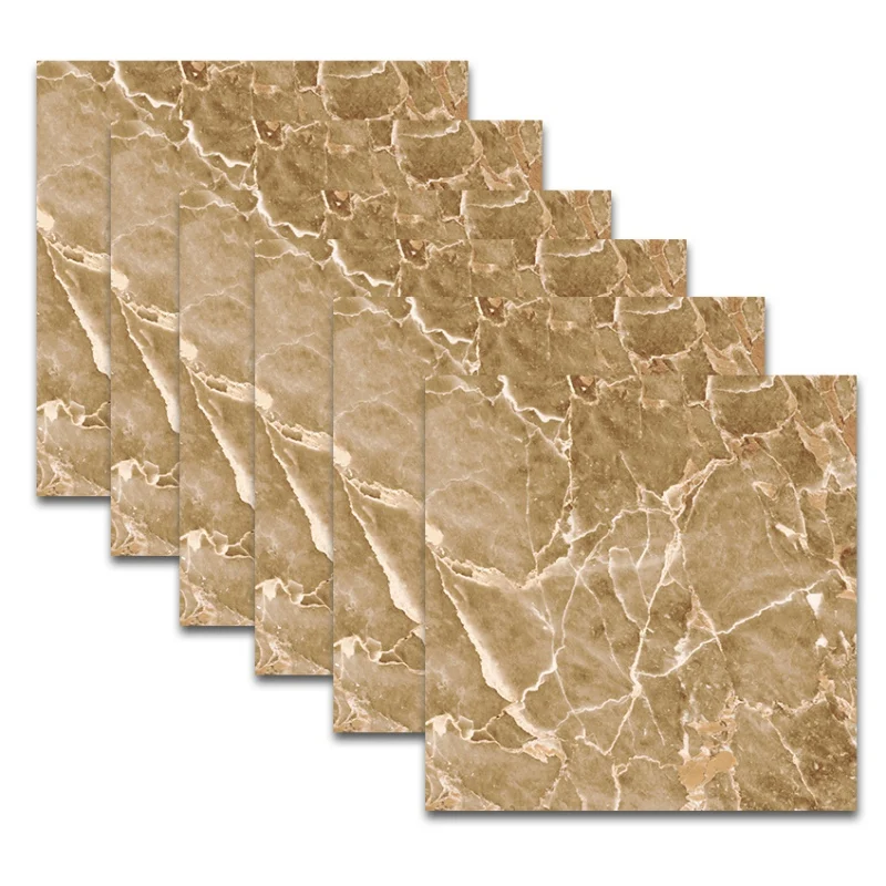 Hot 6PCS Emulation Marble Tile Stickers PVC Mosaic Decorative Wall