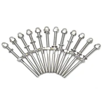 

SHGO HOT-18 Pcs Stainless Threaded Terminal Stud End Fitting for 1/8 Cable Deck Railing Hand Swage T316 Marine Grade 3-7/8 inch