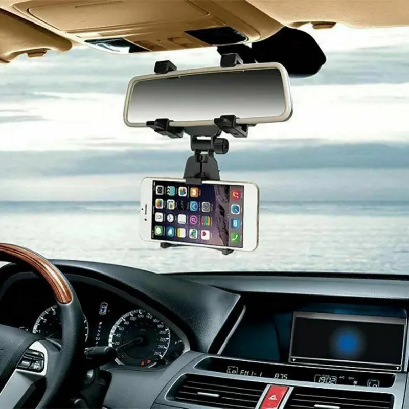 

Universal Car Rear View Mirror Mount Phone Holder Firm Smartphone Stand Cradle Compact Lightweight Practical Phone Accessories