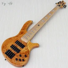 Дерево burl Топ высокого класса 5 струны активная электрическая бас гитара с широким грифом