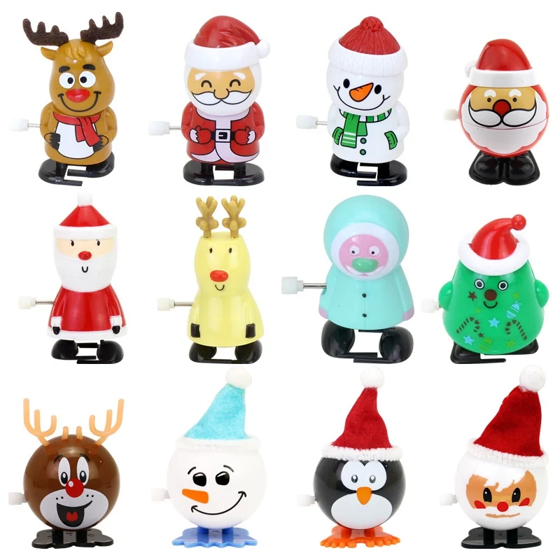 

Christmas Wind Up Toys Penguin Christmas Tree Santa Claus Snowman Reindeer Elk Clockwork Dancing Toys Gift for Kids 12Pcs/set
