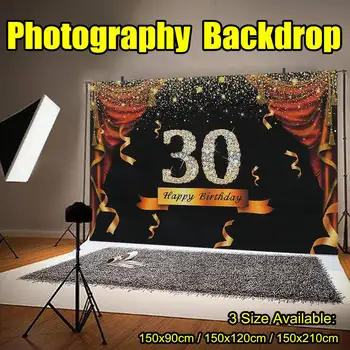 

30th Happy Birthday Vinyl Cloth Photography Background Backdrop Smooth Muslin Background For Party Banners Photo Studio Video