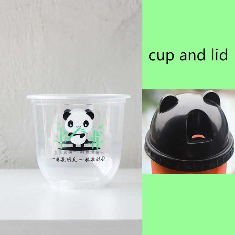 50 шт. u-образная одноразовая кофейная чашка на день рождения для вечеринки мороженое молочный чай сок пластиковые чашки на вынос упаковка с крышкой - Цвет: cup and lid