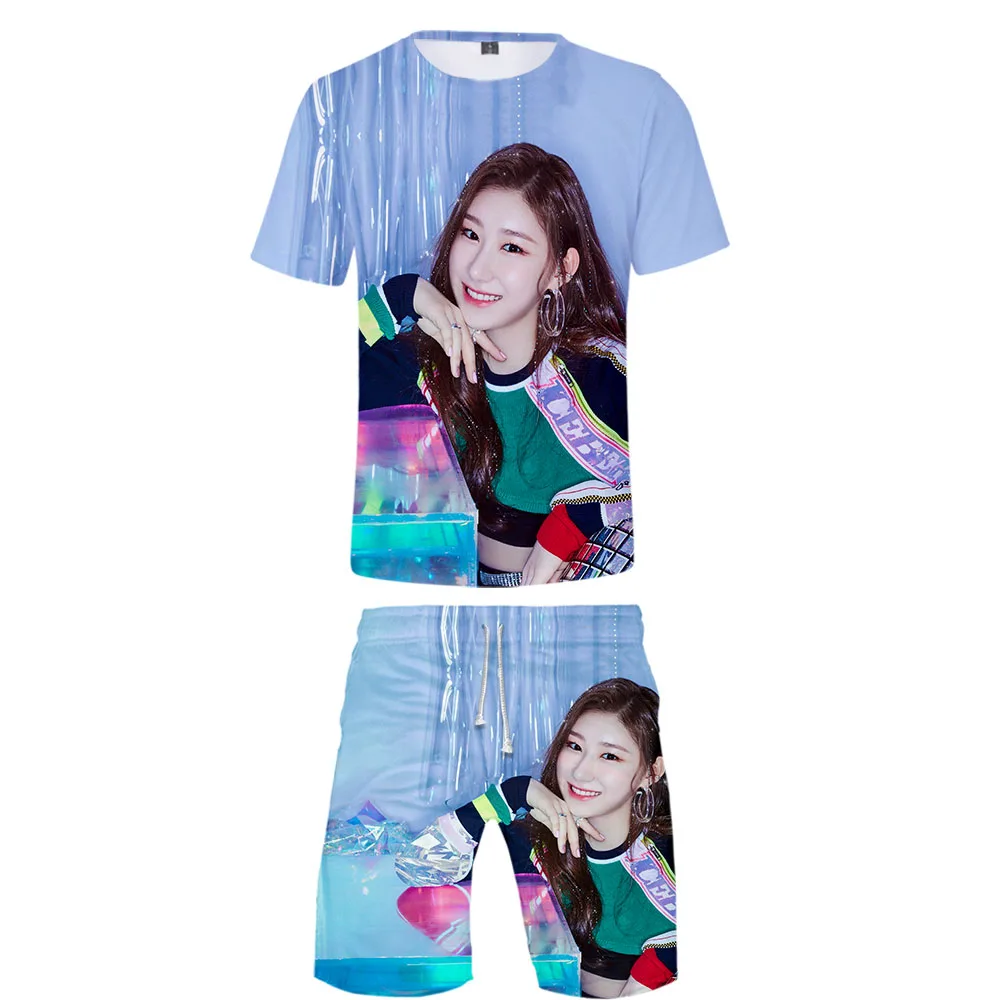 ITZY Kpop, корейская мода для девочек, Новое поступление, 3D уличная одежда, комплект из двух предметов, футболка с круглым вырезом+ шорты, Мужской классный набор Харадзюку