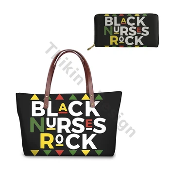 

Shoulder Bag Women Black Doctor Nurse Design Handbag And Purses Set New Fashion Trend Luxury Totebags For Custom Borsa Donna