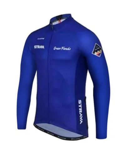 Long pants suit STRAVA navy blue Pro Team с длинным рукавом Майки для велоспорта Ropa Ciclismo Maillot велоодежда MTB Одежда для езды на велосипеде - Цвет: Long pants suit