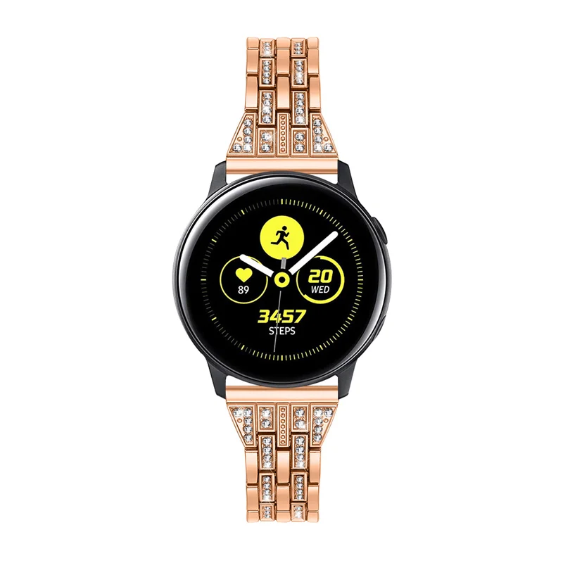 Шикарные Ремешки для наручных часов samsung Galaxy Watch 42 мм активный ремешок 20 мм ремешок из нержавеющей стали браслет со стразами алмаз для шестерни спорта