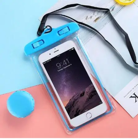 EGEEDIGI водонепроницаемая сумка чехол для iPhone X samsung huawei Xiaomi Универсальный подводный люминесцентный мешочек чехол для 6 дюймов сотовый телефон сумка - Цвет: Blue