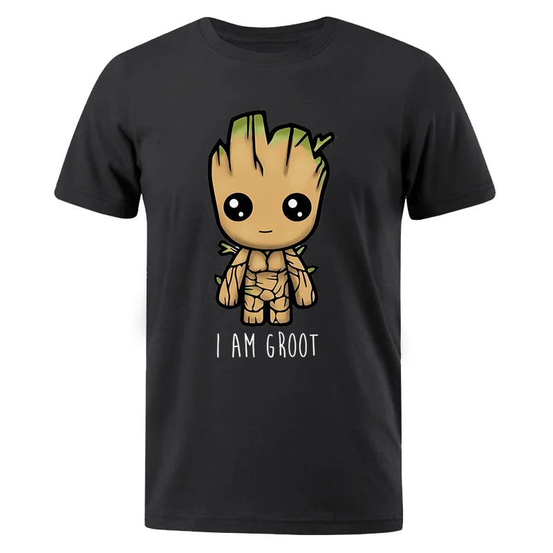 I Am Groot хлопковая Футболка мужская Повседневная Хип-хоп мужские Футболки Уличная Мужская футболка с милым принтом Грут летние мужские брендовые топы тройники - Цвет: black 6