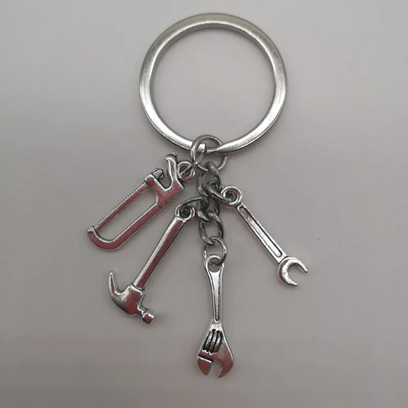 Silver-4 Новинка, если папа не может это исправить, ни один не может DIY инструмент гаечный ключ, правило, модель молотка, брелок для ключей, брелок для ключей, подарок - Цвет: Silver-4