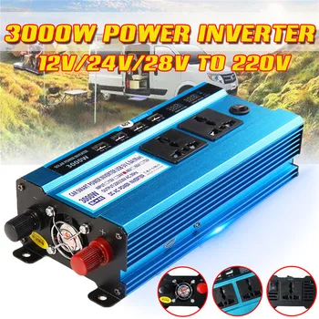 

3000W Inverter DC 12V 24V 48V To AC 220V Power Voltage Convertor Transformer Solar Power Inverter Double LCD Display 4USB
