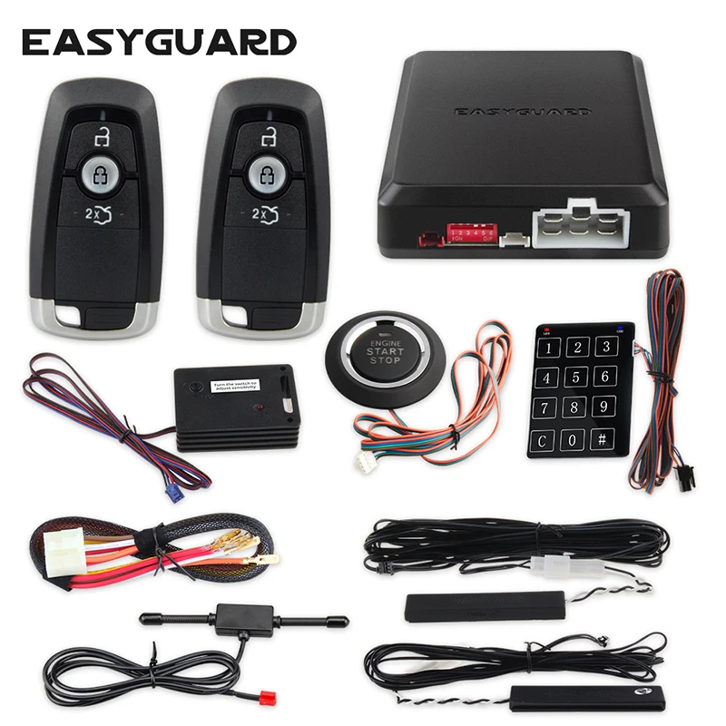 EASYGUARD система запуска двигателя без ключа дистанционная центральная система блокировки дистанционный запуск остановки pke сенсорный ввод пароля 433,92 МГц