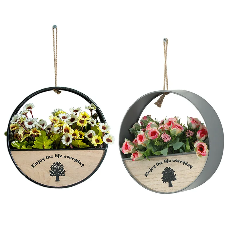 Flower Hanger Pot Wall Hanging Flower Basket Holder Hanging Vase Container For Outdoor Garden Balcony Wall Decoration