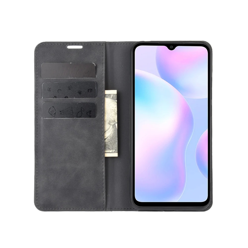 Flip Wallet Case For Xiaomi Redmi 9A - Synthetic Leather Folio With Card Slots