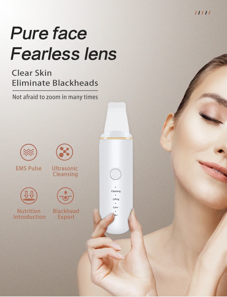 Purificador Facial Ultrassônico de Pele Limpeza Profunda Peeling Facial Espátula de Descamahomemto Beleza Esfoliante Cuidados com a Pele Limpeza do Rosto 2 cuidados com a pele, limpeza do rosto