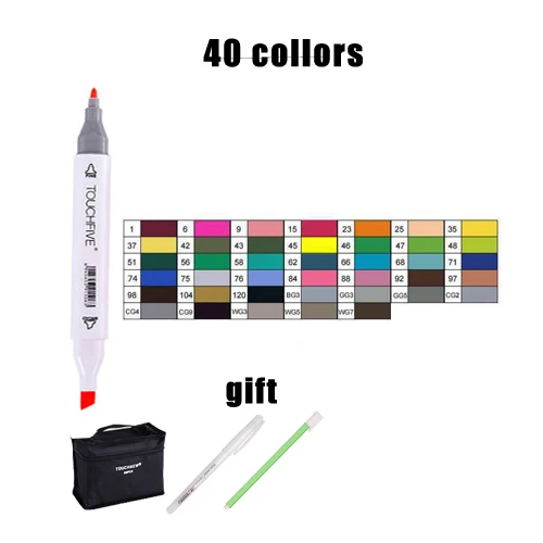 40 Colors white TOUCHFIVE художественный Маркер ручки 30 40 60 80 168 Цвета ручки имеют спиртовую основу Краски маркер скетч рисования манга маркеры для дизайна товары для рукоделия - Цвет: 40 Colors white