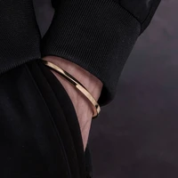 Simple Classic bangle Stainless steel Bangle men Bracelets black Cuff Bangle for Women Type C twisted Bangle  jewelry 2