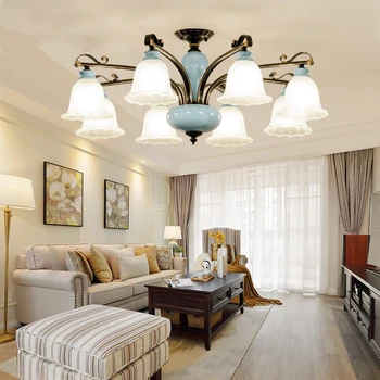 

Modern Atmosphere LED Ceramic Ceiling Light Nordic Ceiling Light American Country Garden Restaurant Bedroom Living Room Light