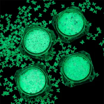 

Glow In The Dark Nail Glitter Butterfly Star Heart Round Shape Fluorescent Luminous Sequins Flakes Slices Manicure Decorations
