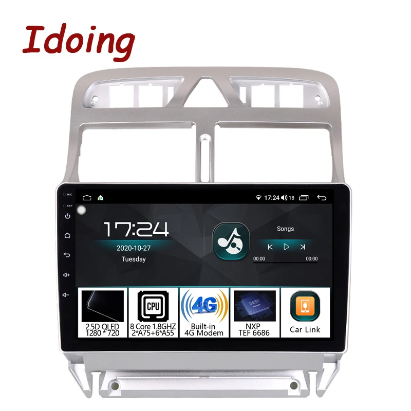 Idoing 9 &quot4G + 64G 2.5D QLED автомобильный Android Радио мультимедийный плеер для Peugeot 307 307CC 307SW
