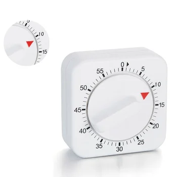 

60 Minutes Kitchen Timer Count Down Alarm Reminder White Square Mechanical Timer for Kitchen High Quality