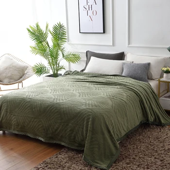 

Flannel Blanket Office Air Conditioner Nap Cover Warm Bedspread Portable Travel Throw Blanket Plain Embossed Super Soft Blanket