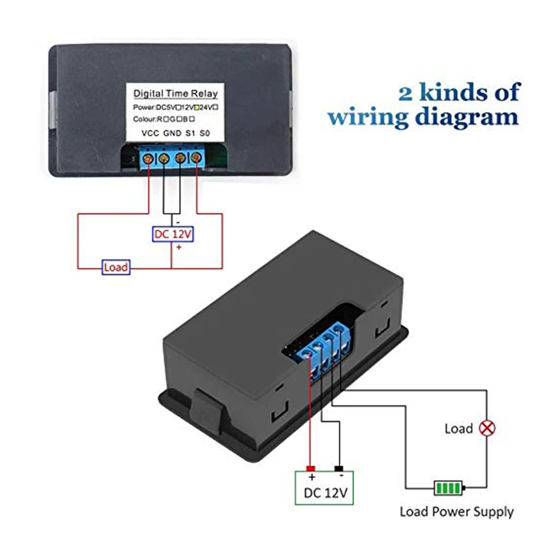 DC 12V 24V Digital Cycle Timer Delay Relay Board Module with LED Dual Time Display Timing Relay Switch for Car 0~999 b