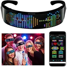Full Color Shining Glasses Programmable Bluetooth RGB Fullcolor Glowing LED Light Up Glasses USB Rechargeable Future Style
