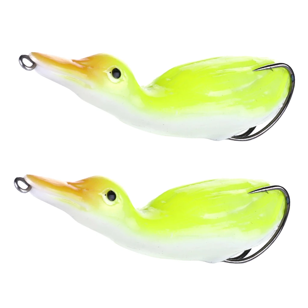 Perfeclan 2pcs 10.5cm Artificial Duck Fishing Lure Soft Silicone Sinking Wobblers Frog Baits Pesca Pike Carp Fishing Lures Tool