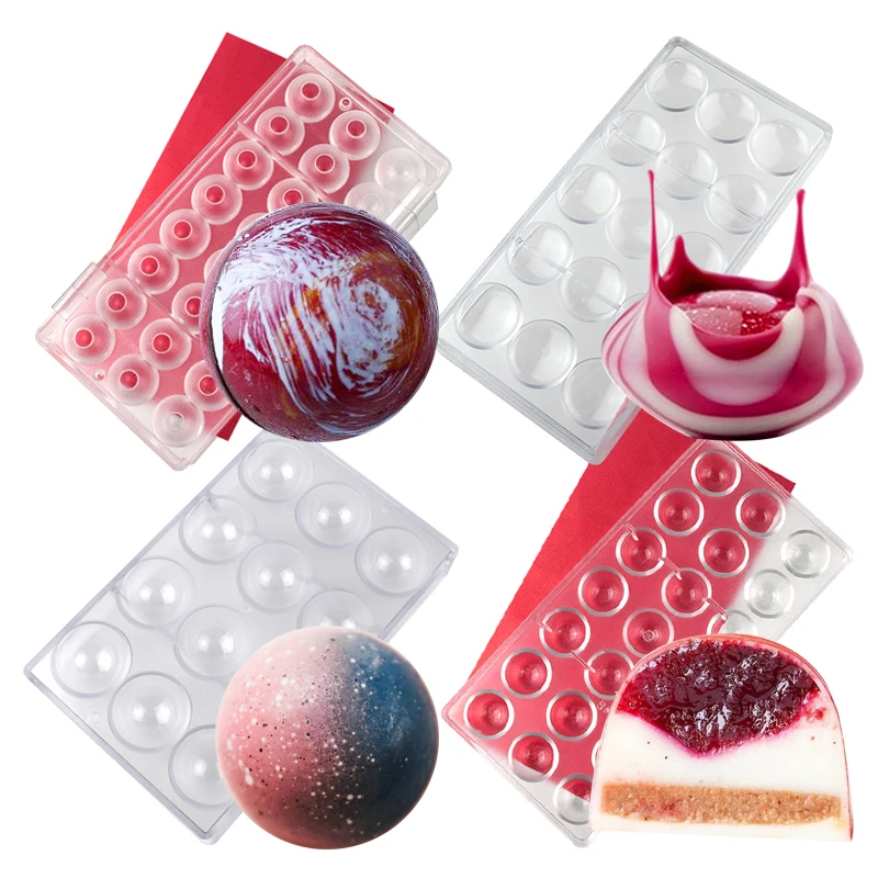 3D Polycarbonate Chocolate Sphere Molds Ball Tray Form for Chocolate Moulds Plastic Baking Mold Pastry Bakery Bakeware Tools