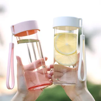 

Strap Cute Water Bottle Plastic Sports Gym Crystal Water Bottle Travel Transparent Botella Para Agua Camping Equipment YY50WB
