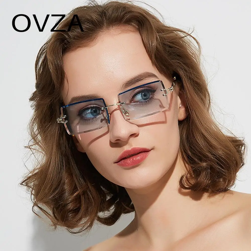 OVZA 2019 Новые солнцезащитные очки без оправы для женщин брендовые дизайнерские