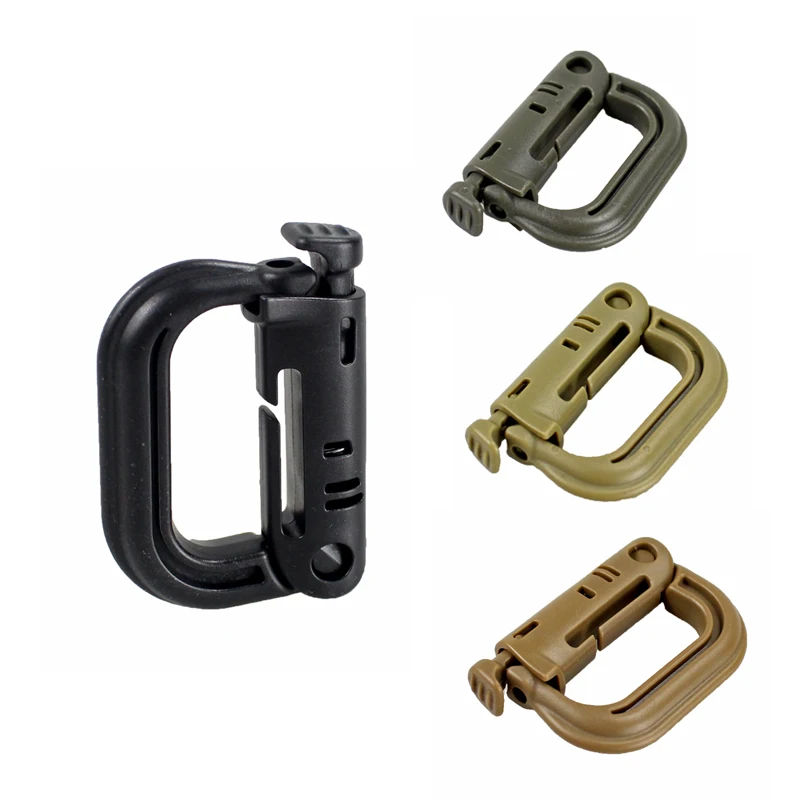 

Shackle Carabiner Army D-ring Clip Molle Webbing Plastic Backpack Buckle Snap Lock Grimlock Camp Hike Mountain climb Outdoor